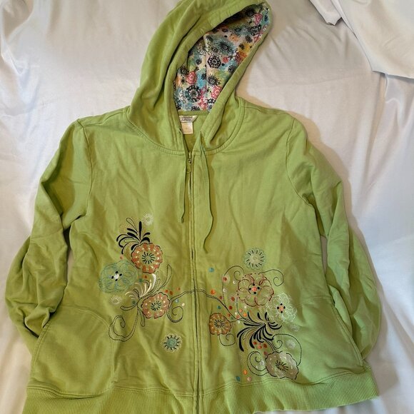 Christopher & Banks XL Embroidered Floral Hoodie Jacket - Picture 5 of 10